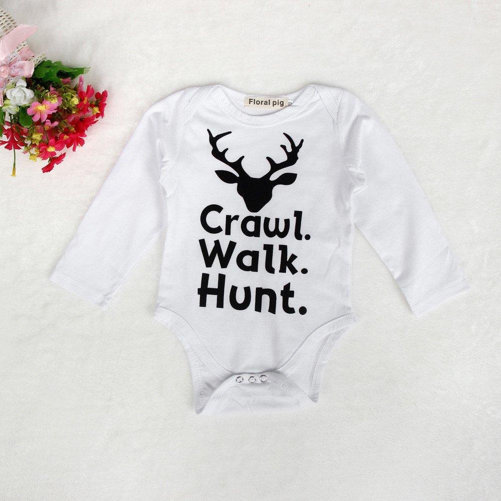 Allover Deer Printed Romper with Pants Set