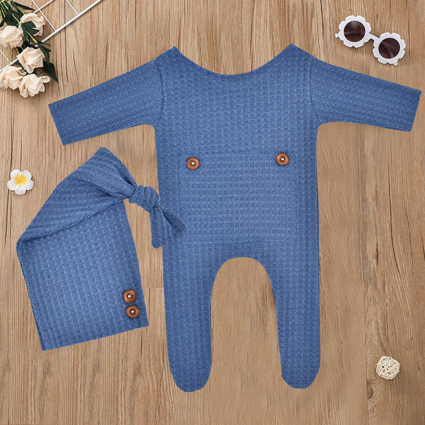 2PCS Solid Color Newborn Baby Jumpsuit For Photo