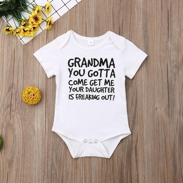 Grandma You Gotta Come Get Me Letter Printed Baby Romper