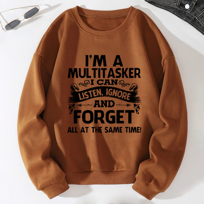 I'm A Multitasker Print Women Slogan Drop Shoulder Sweatshirt