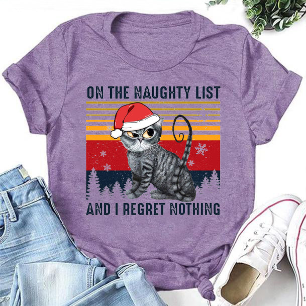 On The Naughty List Print Women Slogan T-Shirt