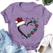 Christmas Heart Print Women Slogan T-Shirt