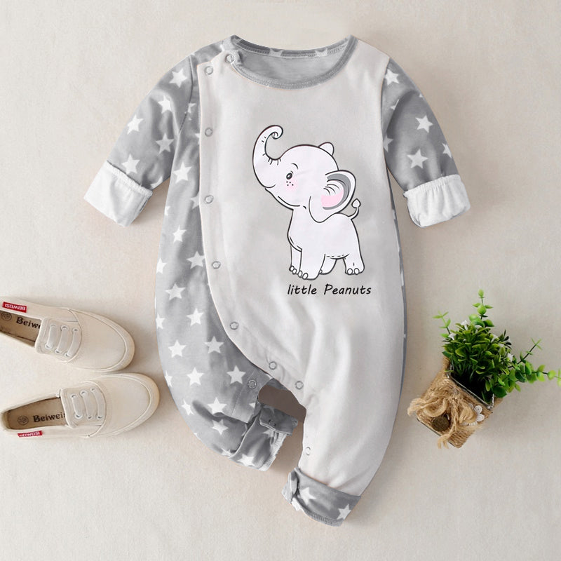 Lovely Little Peanuts Elephant Printed Baby Jumpsuit