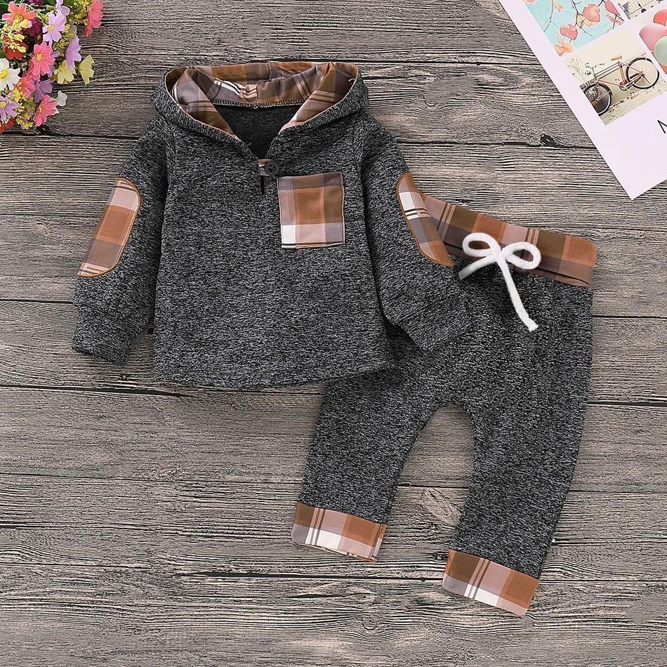 Casual Plaid Hoodie and Pant Set