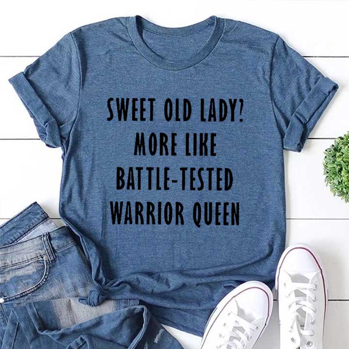 Sweet Old Lady Tee Slogan Lettre Graphique Col rond Femmes T-shirt 