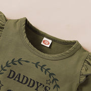 ”Daddys Girl“ Ruffle Shoulder Top With Camouflage Shorts Baby Set