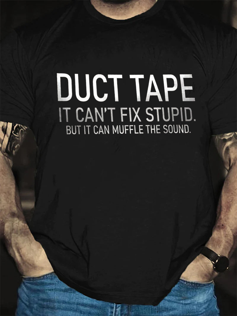 DUCT TAPE Print Men Slogan T-Shirt