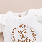 "Isn't she lovely" Polka Dots Printed Baby Set