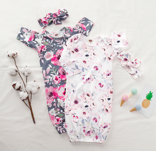 Pyjama et bandeau à imprimé floral pour bébé nouveau-né