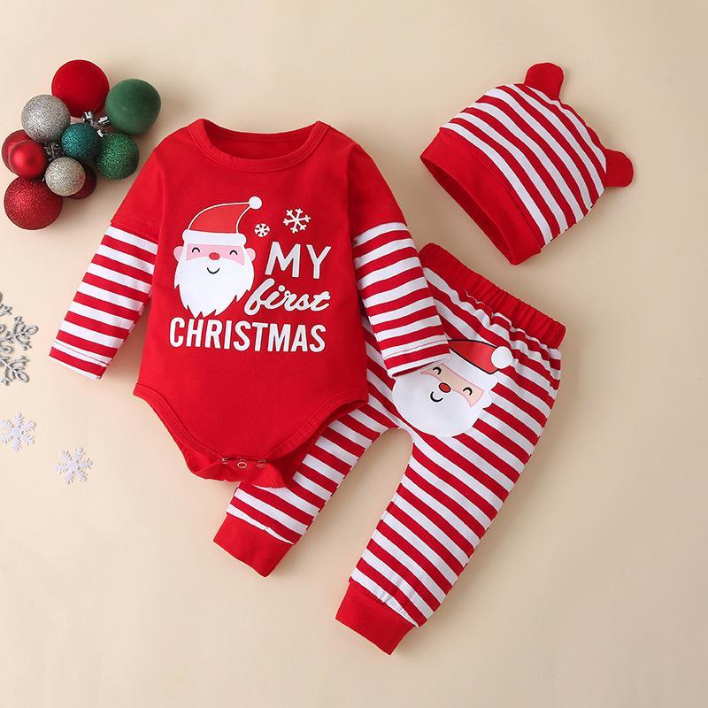 Ensemble bébé imprimé My 1st Christmas Santa Claus 3PCS