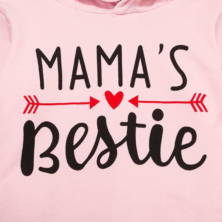 2PCS "MAMA'S BESTIE" Letter Printed Hoodie with Camouflage Pants Baby Set