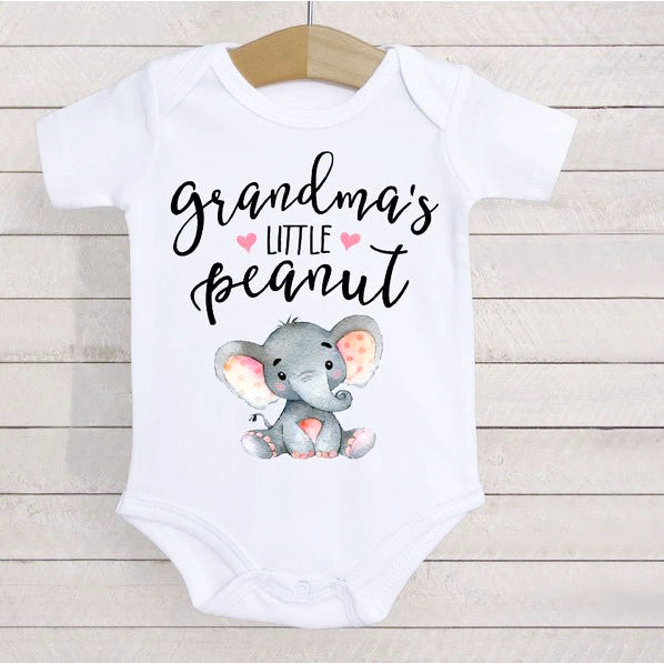 "Grandma‘s Little peanut" Letter Printed Romper