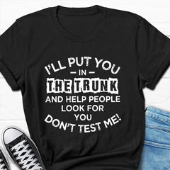 Je vais vous mettre dans le coffre T-shirt avec slogan imprimé pour hommes 
