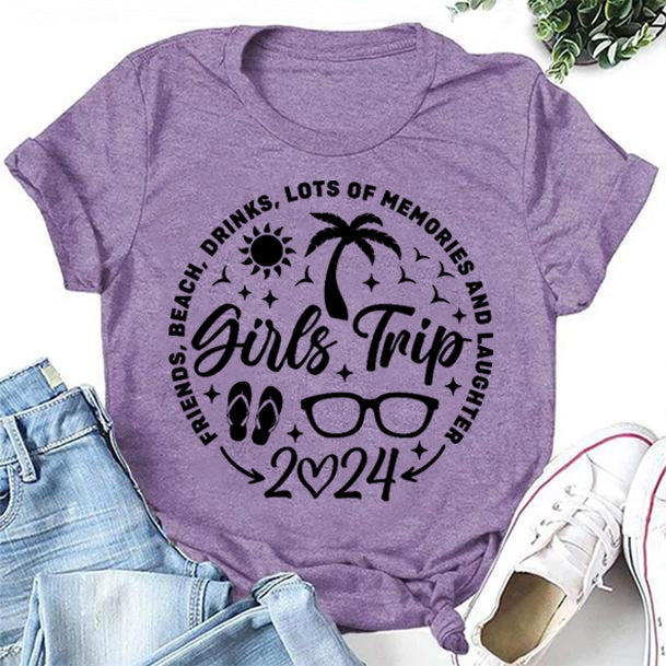 T-shirt avec slogan imprimé Girls Trip 2024 pour femmes 
