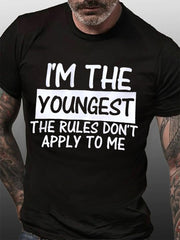 T-Shirt avec Slogan imprimé pour homme, humoristique, je fais les règles, le plus ancien, le moyen et le plus jeune