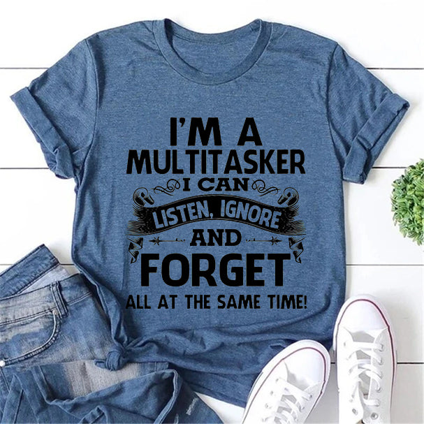 Je suis un t-shirt multitâche avec slogan imprimé pour femme 