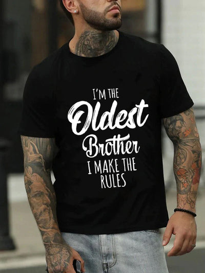 I'm The Oldest Brother Print Men Slogan T-Shirt