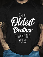 Je suis le plus vieux frère imprimé T-shirt avec slogan pour hommes