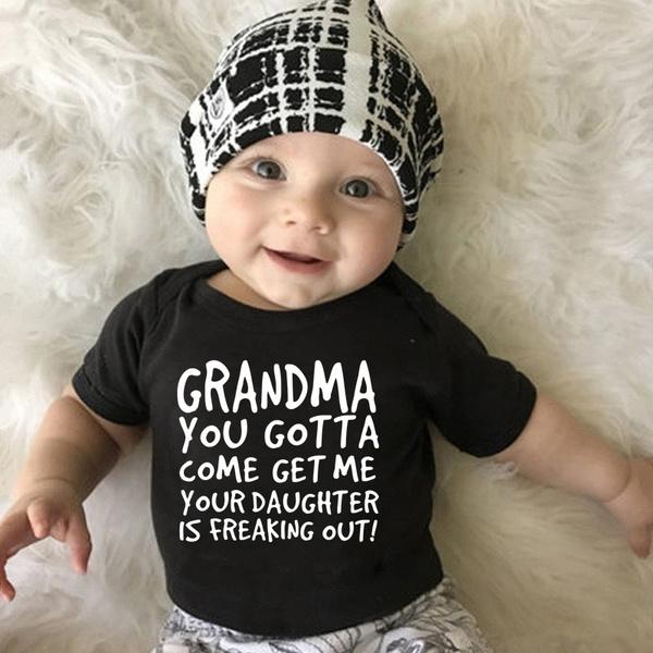 Grandma You Gotta Come Get Me Letter Printed Baby Romper