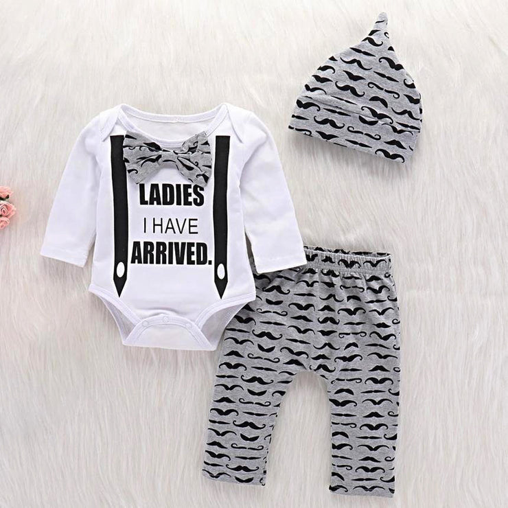 "LADIES I HAVE ARRIVED" Bodysuit and Pants with Hat Set