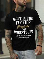 T-shirt avec slogan imprimé pour hommes construit dans les années 50