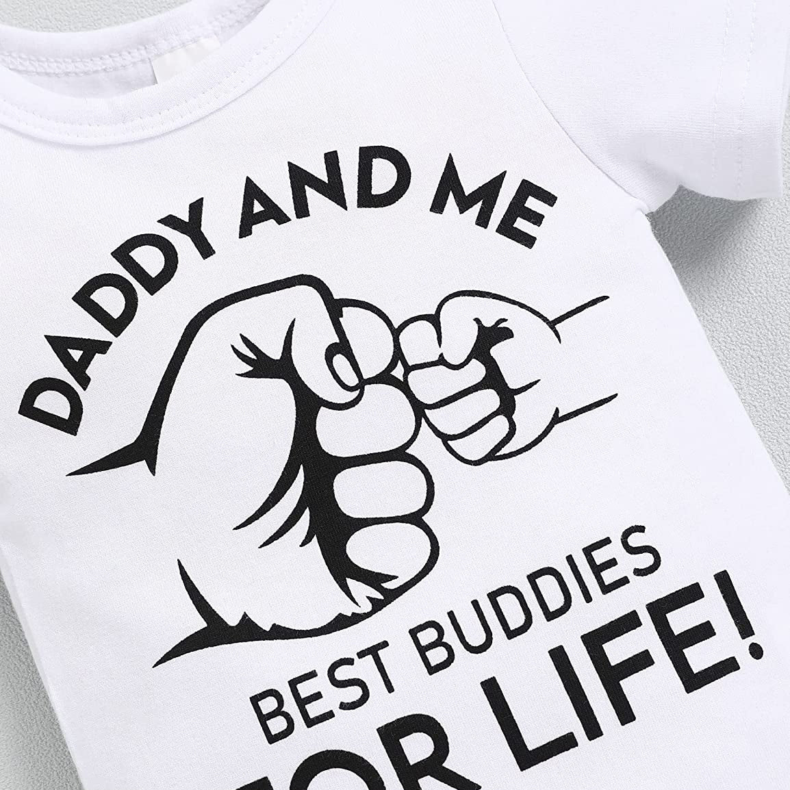 3PCS Daddy And Me Best Buddies For Life Printed Baby Set