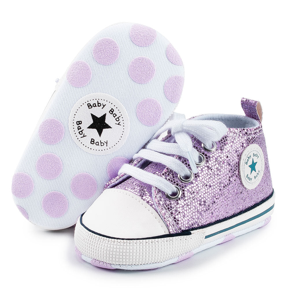 Jolies chaussures antidérapantes pour bébé à paillettes