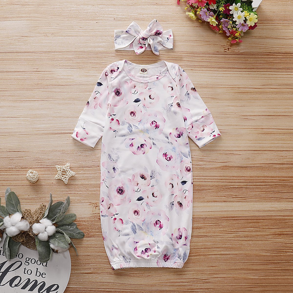 Pyjama et bandeau à imprimé floral pour bébé nouveau-né