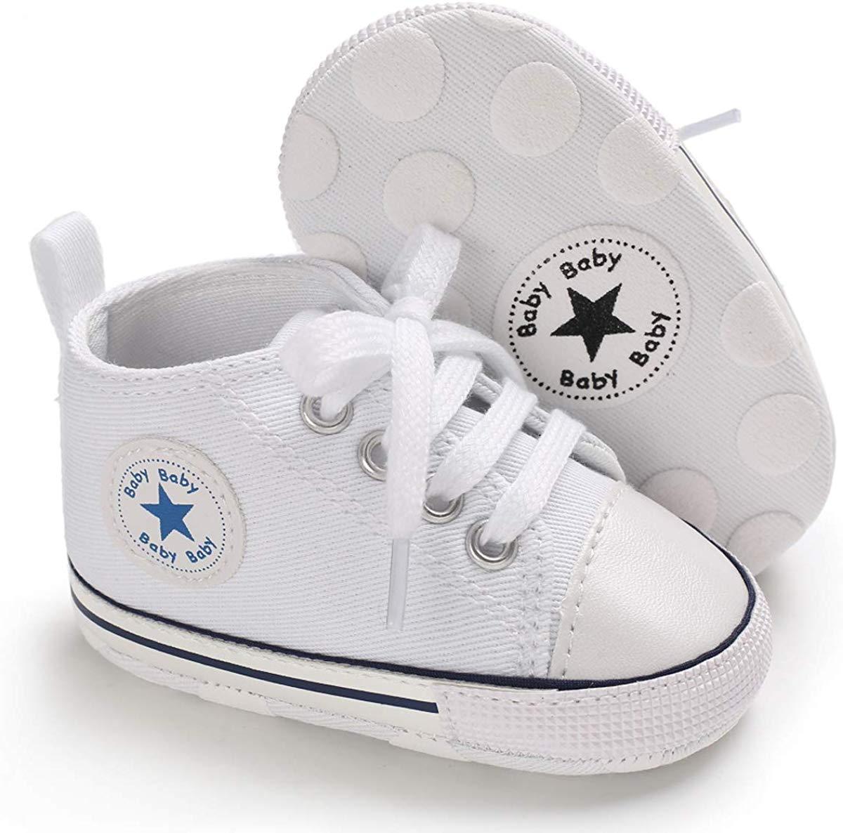 Baby Boys Girls Star High Top Sneaker Soft Anti-Slip First Walkers Denim Shoes