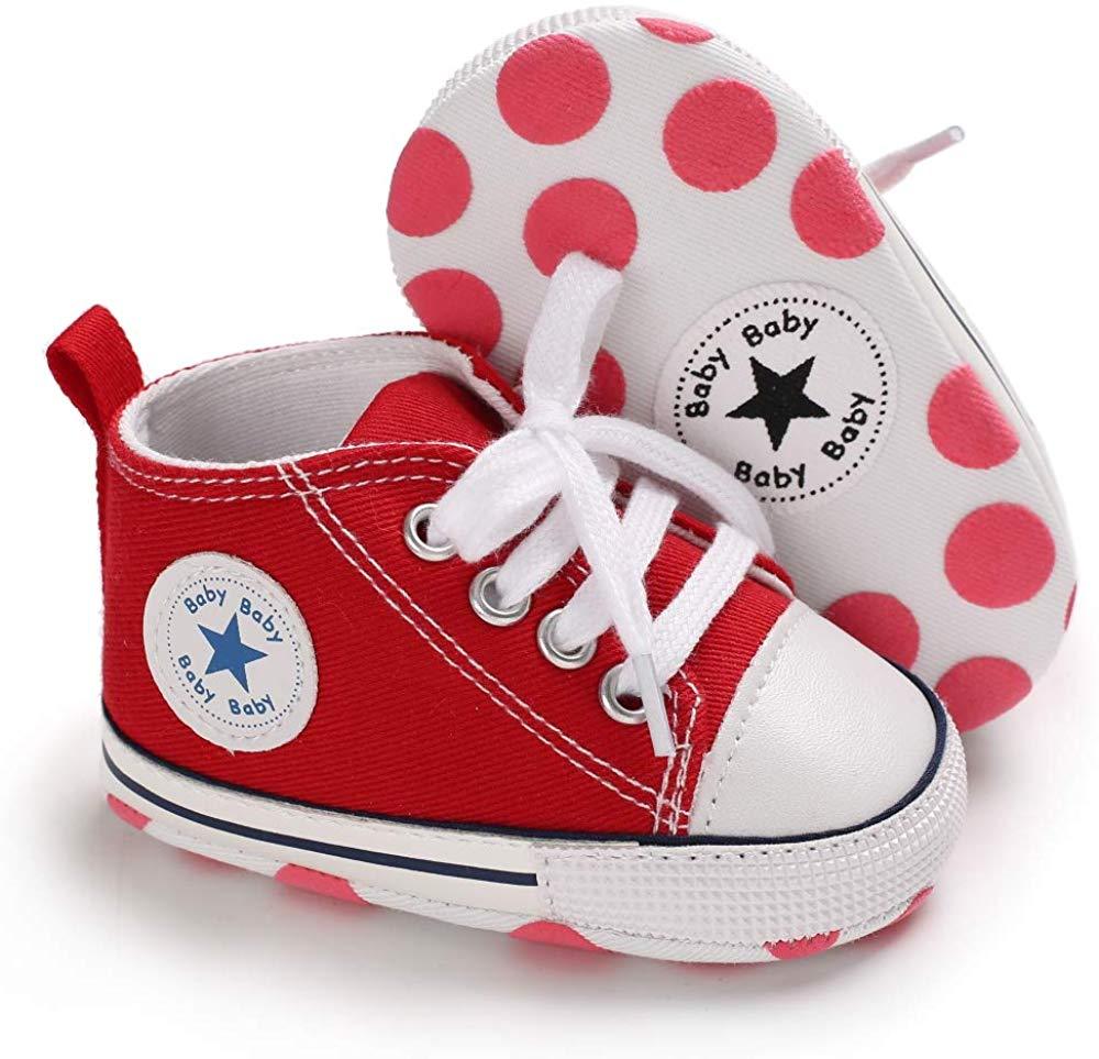 Baby Boys Girls Star High Top Sneaker Soft Anti-Slip First Walkers Denim Shoes