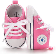 Baby Boys Girls Star High Top Sneaker Soft Anti-Slip First Walkers Denim Shoes