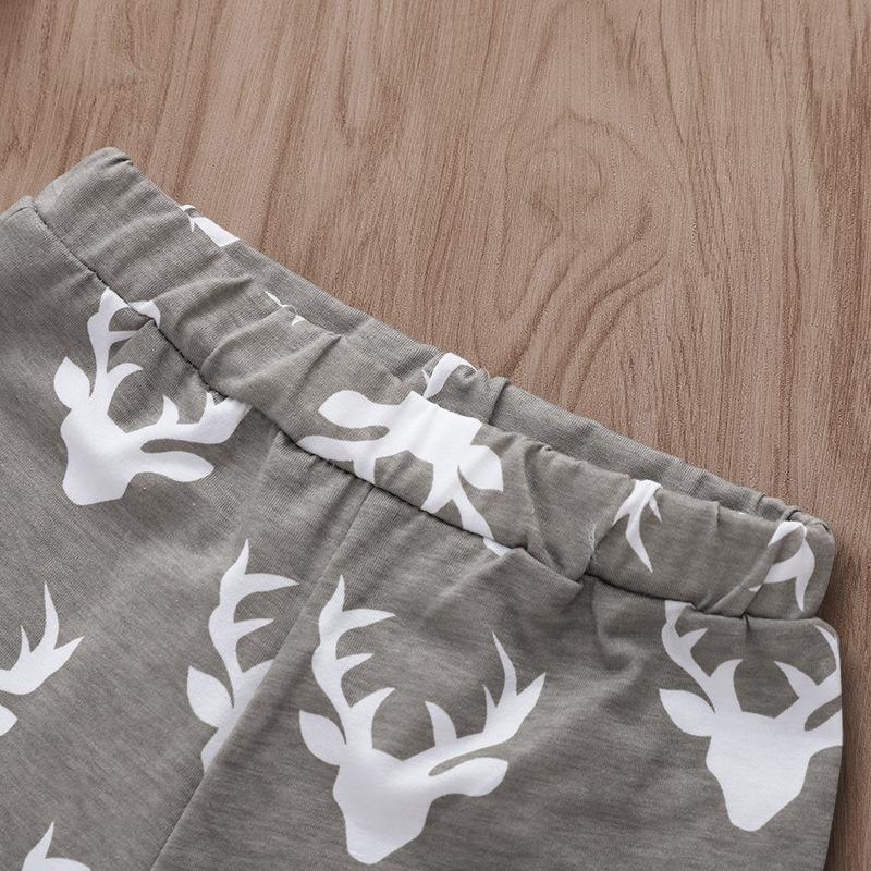 Allover Deer Printed Romper with Pants Set